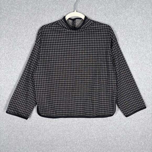 Max Studio Top Small Knit High Neck Houndstooth Preppy Academia Dark Maximalist - Picture 1 of 13